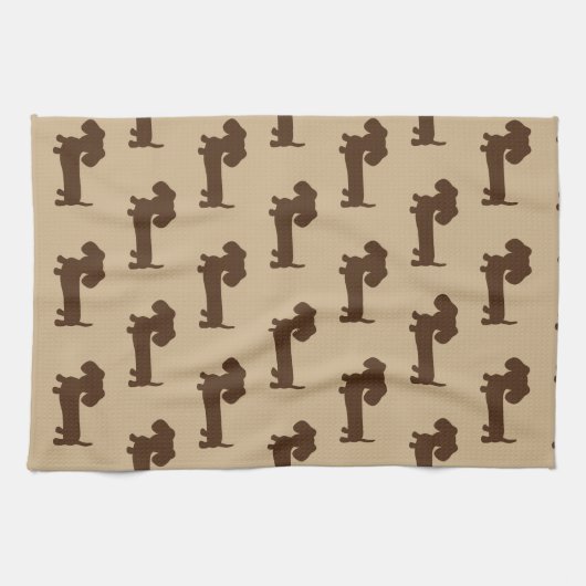 Dackel Brown and Tan Kitchen Diskothek Towell Geschirrtuch (Horizontal)