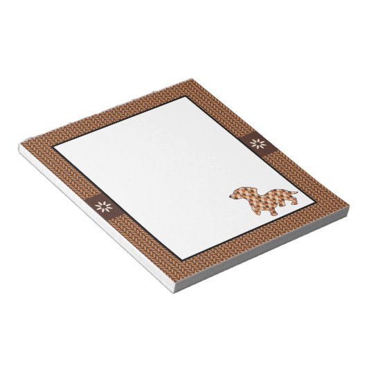 Dackel Brown Strick Kariert Notepad Notizblock (angewinkelt)