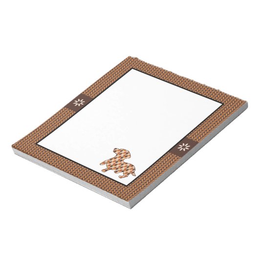 Dackel Brown Strick Kariert Notepad Notizblock (Rotiert)