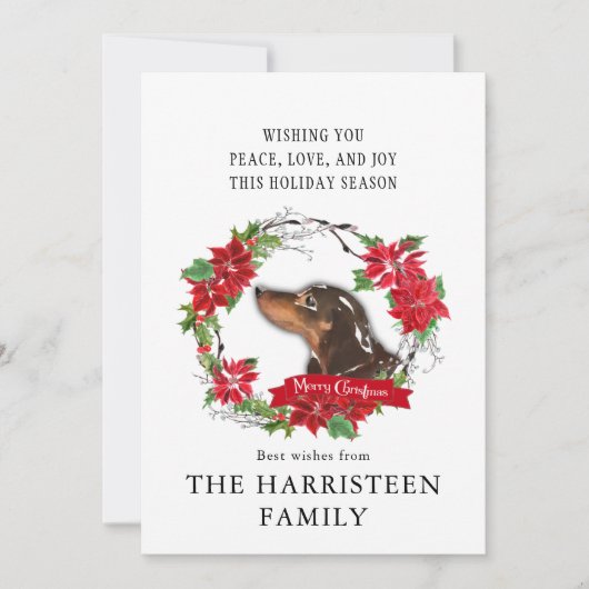 Dackel Brown Watercolor Poinsettia Weihnachten (Vorderseite)