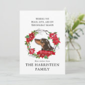 Dackel Brown Watercolor Poinsettia Weihnachten (Stehend Vorderseite)