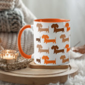 Dackel Browns & Orange Herbstfarben Dackel Liebe Tasse