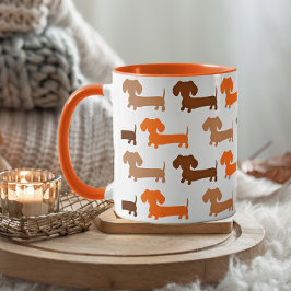 Dackel Browns & Orange Herbstfarben Dackel Liebe Tasse