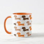 Dackel Browns & Orange Herbstfarben Dackel Liebe Tasse (Links)