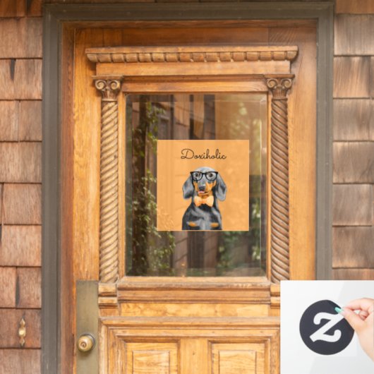 Dackel Business Man Window Decal Fensteraufkleber (Haustür)