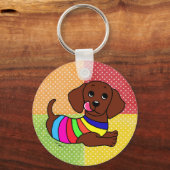 Dackel Cartoon 1 Mosaik Schlüsselanhänger (Vorderseite)