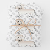 Dackel Cartoon Dog Muster glatter Creme Geschenkpapier Set (Beispiel)