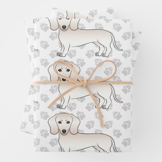 Dackel Cartoon Dog Muster glatter Creme Geschenkpapier Set (Beispiel)
