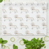 Dackel Cartoon Dog Muster glatter Creme Geschirrtuch (Gefaltet)