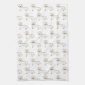 Dackel Cartoon Dog Muster glatter Creme Geschirrtuch (Vertikal)
