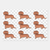 Dackel Cartoon Dog Pattern & Paws Geschenkpapier Set (Vorderseite 3)