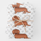 Dackel Cartoon Dog Pattern & Paws Geschenkpapier Set (Beispiel)