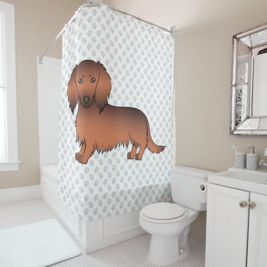 Dackel Cartoon Dog & Paws Duschvorhang (Beispiel)