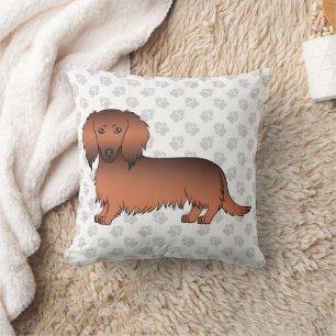 Dackel Cartoon Dog & Paws Kissen