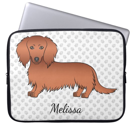 Dackel Cartoon Dog & Text Laptopschutzhülle (Vorderseite)
