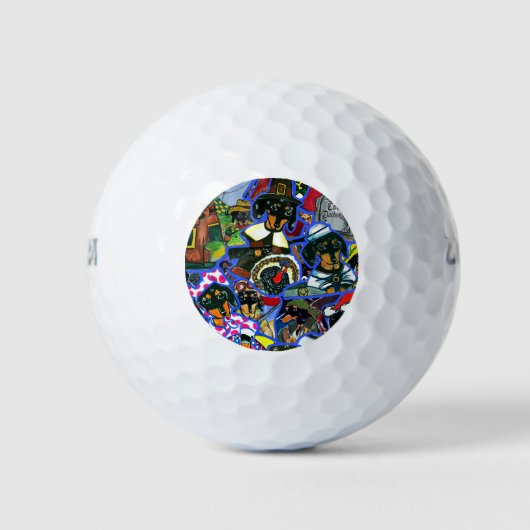 Dackel Cartoon Golfball (Vorderseite)