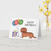 Dackel Cartoon Hund Happy Birthday Karte (Gelbe Blume)