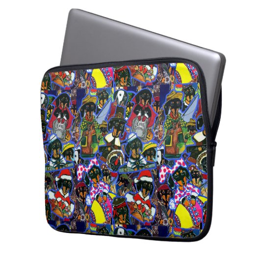 Dackel Cartoon Laptopschutzhülle (Vorderseite Links)