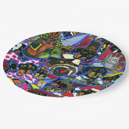 Dackel Cartoon Pappteller (Schrägansicht)