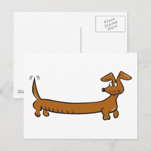 Dackel-Cartoon Postkarte (Vorne/Hinten)