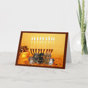Dackel Chanukah Karte Menorah4