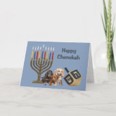 Dackel Chanukah Karte Menorah Dreidel2 (Vorderseite)