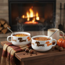 Dackel Chili Bowl Tasse Gemütliche Herbstfarben