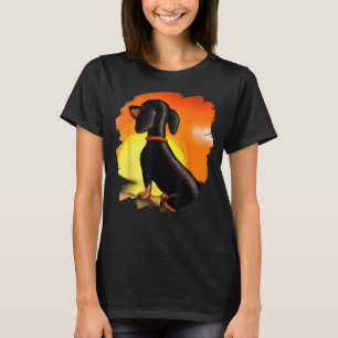Dackel Chiweenie Dackel Dog Art Sunset Vintag T-Shirt
