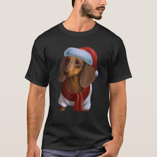 Dackel Chiweenie Dackel Dog Santa Claus Hat Chr T-Shirt (Vorderseite)