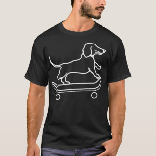 Dackel Chiweenie Dackel Hunde Skateboarding Line T-Shirt