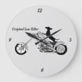 Dackel Chopper Motorradfahreruhr Große Wanduhr (Vorderseite)