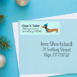 Dackel Christmas Blue Address Labels