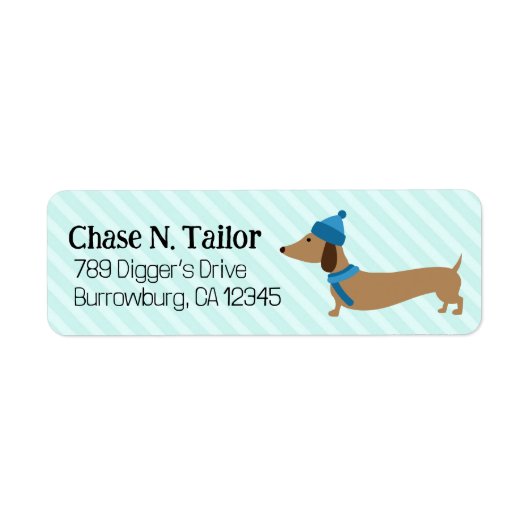 Dackel Christmas Blue Address Labels (Vorne)