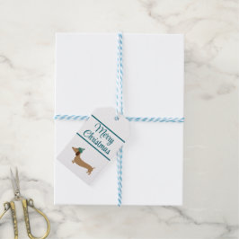 Dackel Christmas Blue Gift Tags mit String Geschenkanhänger