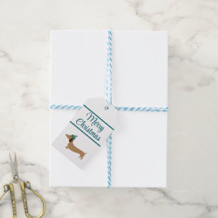 Dackel Christmas Blue Gift Tags mit String Geschenkanhänger