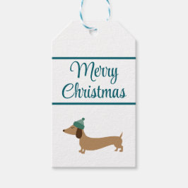 Dackel Christmas Blue Gift Tags mit String Geschenkanhänger