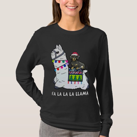 Dackel Christmas Fa La Llama T-Shirt (Vorderseite)