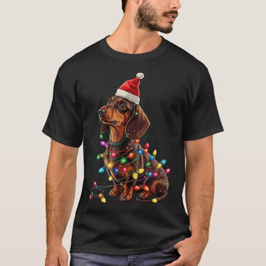 Dackel Christmas Weiner Dog Xmas Pajamas Niedlich T-Shirt (Vorderseite)