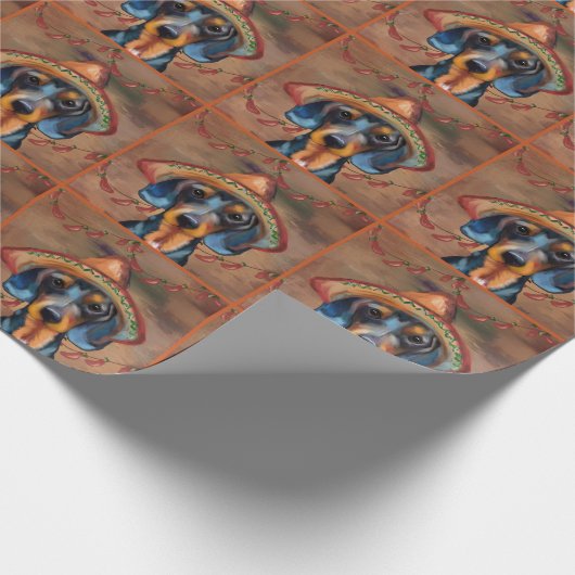 Dackel Cinco de Mayo Geschenkpapier (Ecke)