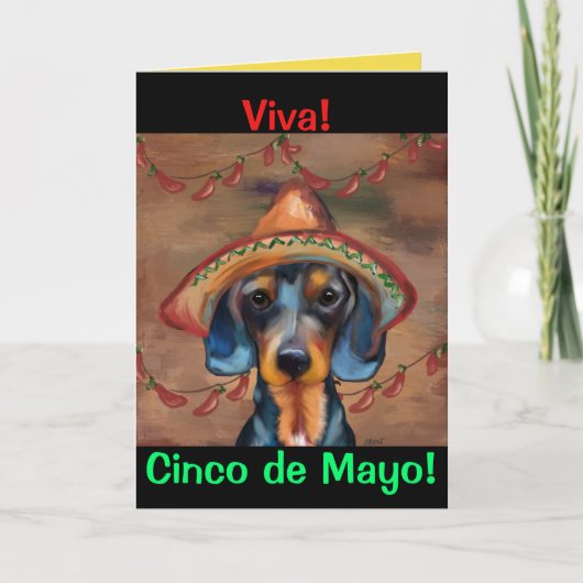 Dackel Cinco de Mayo Karte (Vorderseite)