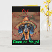 Dackel Cinco de Mayo Karte (Gelbe Blume)
