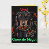 Dackel Cinco de Mayo Karte (Gelbe Blume)