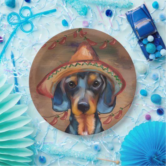 Dackel Cinco de Mayo Pappteller (Party)