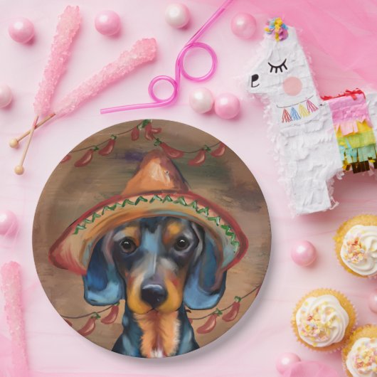 Dackel Cinco de Mayo Pappteller (Party)