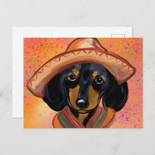 Dackel Cinco de Mayo Postkarte (Vorne/Hinten)