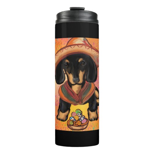 Dackel Cinco de Mayo Thermosbecher (Vorderseite)