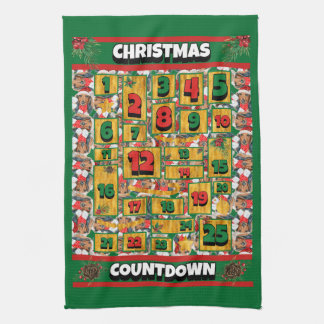 Dackel Countdown Weihnachtskalender Hund Geschirrtuch
