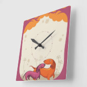 Dackel Couple Quadratische Wanduhr (Winkel)