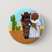 Dackel Cowboy Wedding Button (Vorderseite)