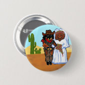 Dackel Cowboy Wedding Button (Vorne & Hinten)